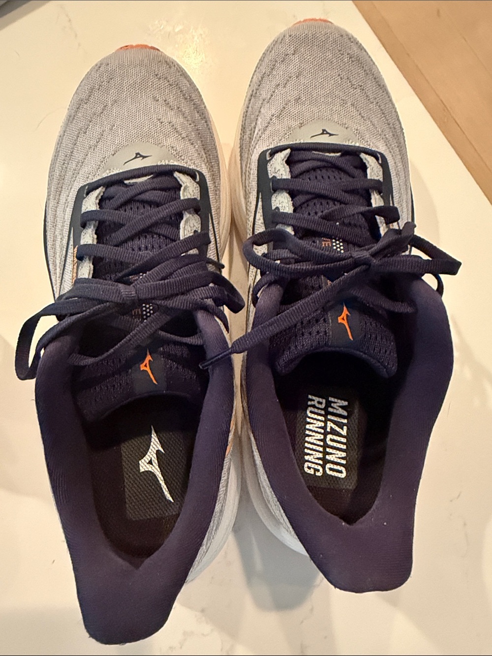 Mizuno Gray and Black Running Shoes with Orange Outsole Accent - Picture 3 of 3